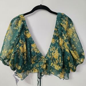 ASOS Green and Yellow Floral Crop Top